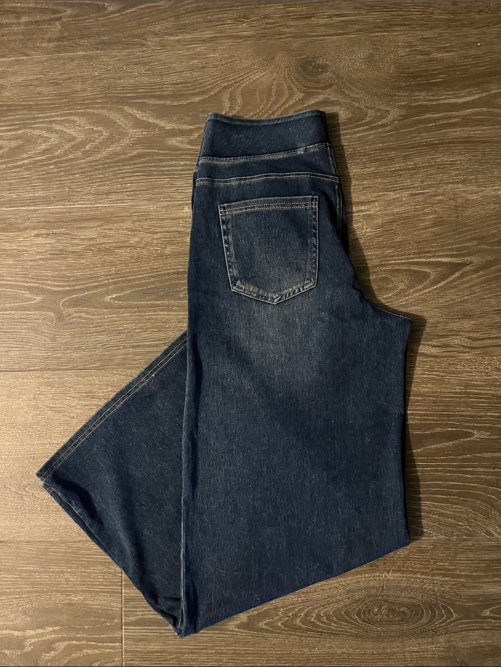 HALARA Dark Blue Wide-Leg Jeans with Stretch Waistband Medium Petite - Picture 6 of 7